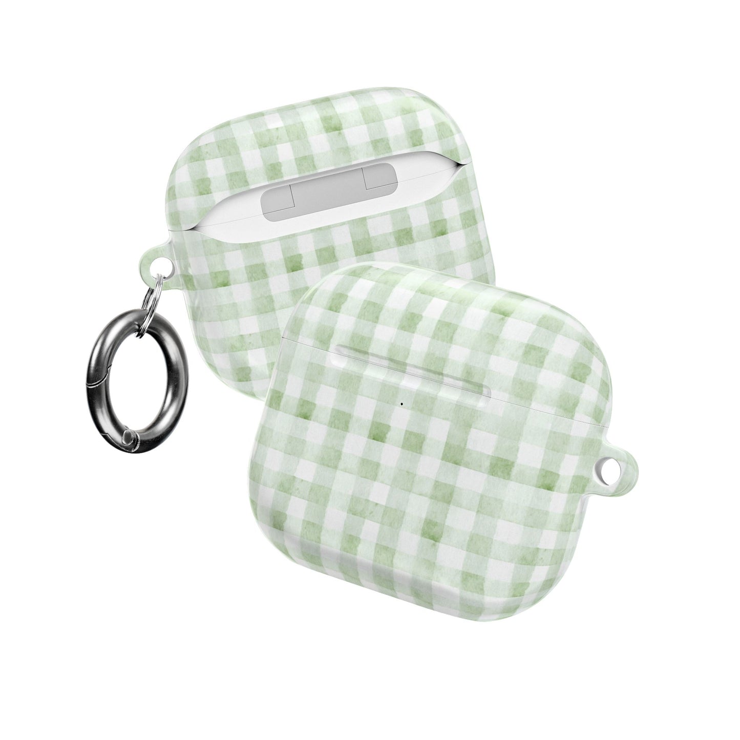 Green Gingham AirPod Case — Pastel Plaid Protective Cover