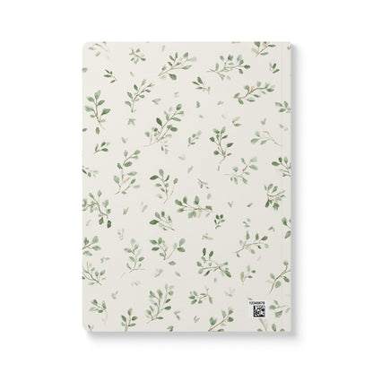 Botanical Softcover Journal — Green Leaf Pattern Lined Notebook