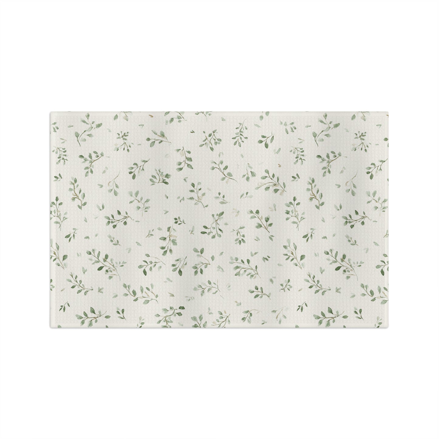 Botanical Sprig Microfiber Tea Towel — Green Leaf Kitchen Towel