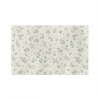 Botanical Sprig Microfiber Tea Towel — Green Leaf Kitchen Towel