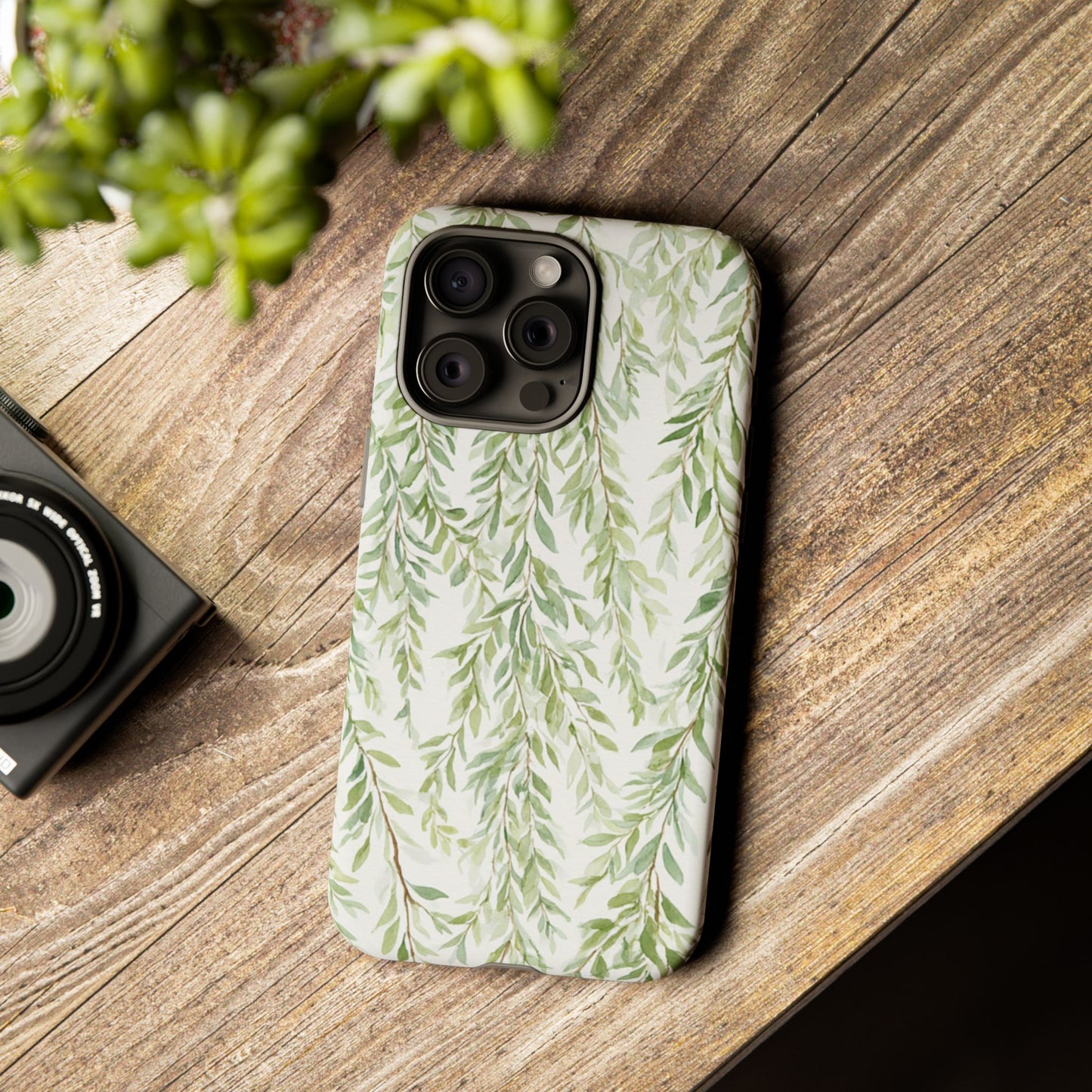 Willow Branch Phone Case — Green Botanical Tough Case