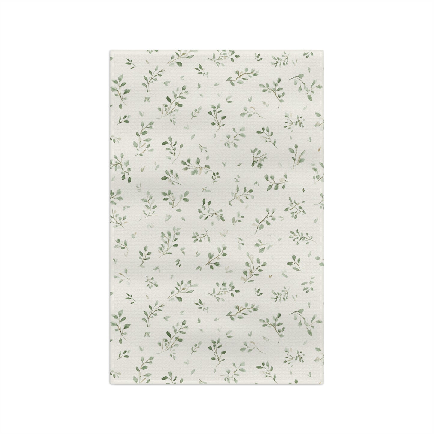 Botanical Sprig Microfiber Tea Towel — Green Leaf Kitchen Towel