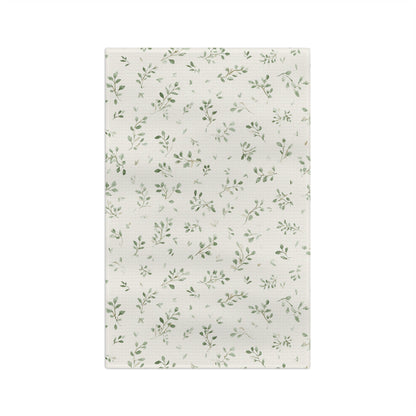 Botanical Sprig Microfiber Tea Towel — Green Leaf Kitchen Towel