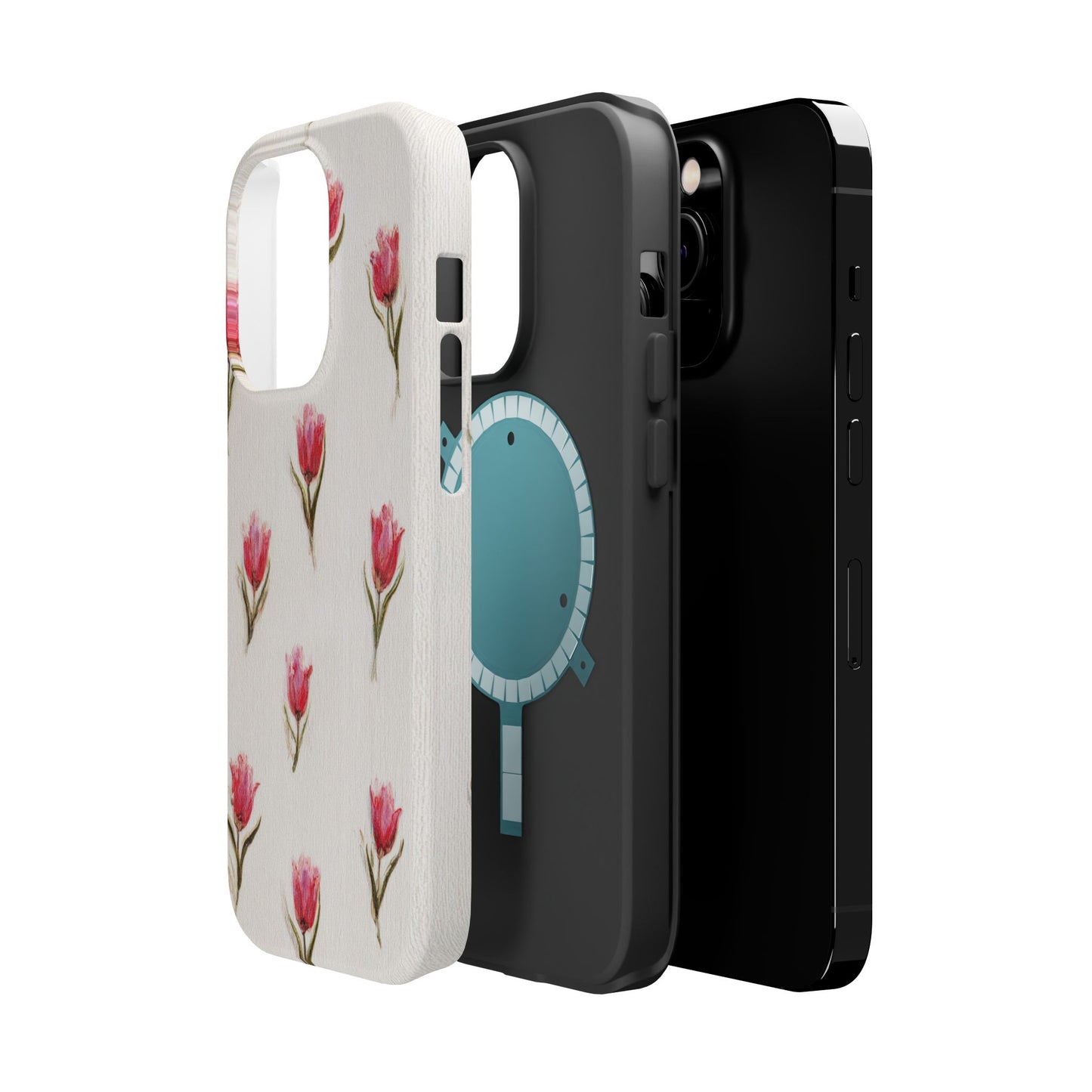 Floral Tulip Pattern Magnetic Impact-Resistant Phone Case