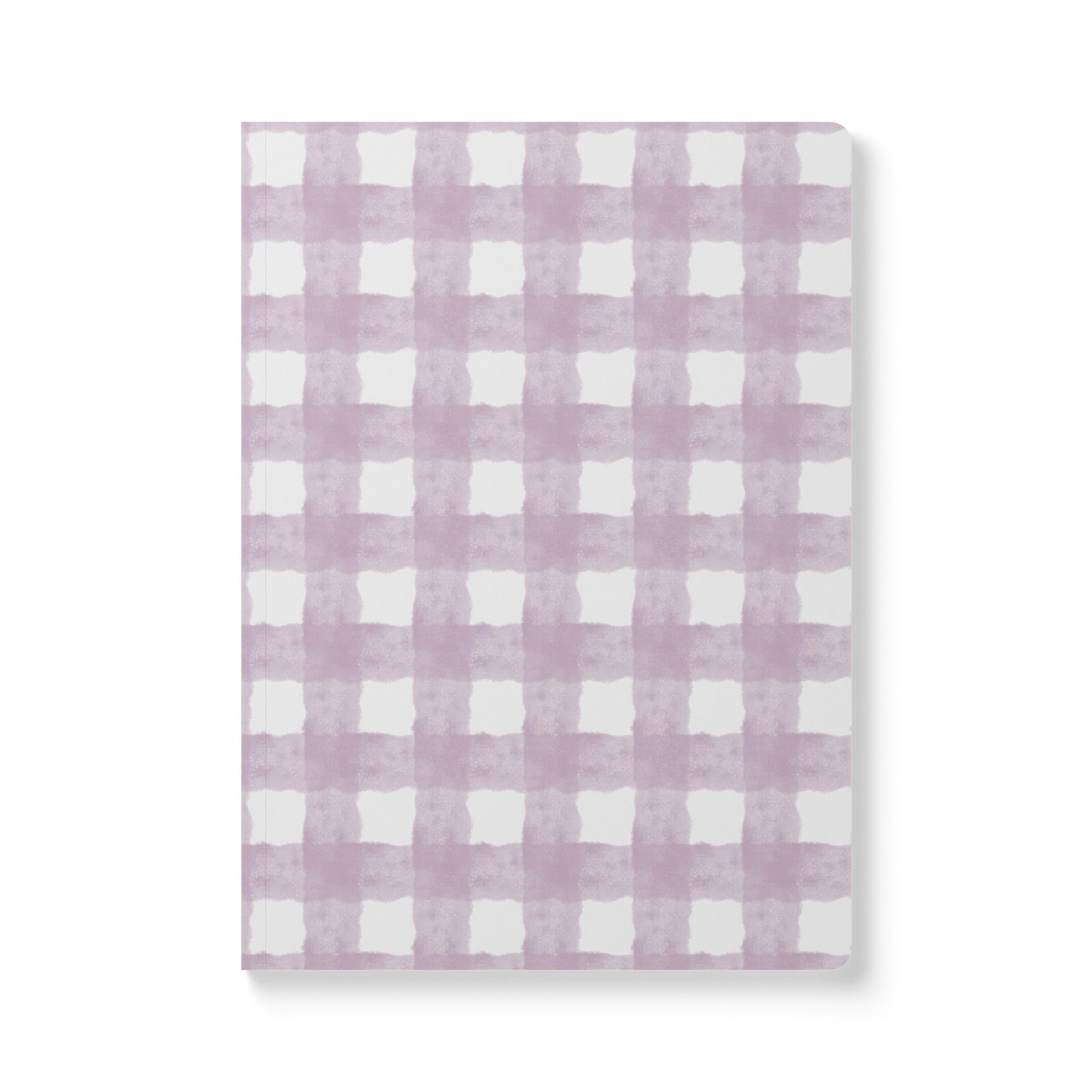 Lavender Gingham Softcover Journal — Floral Plaid Notebook for Notes & Planning