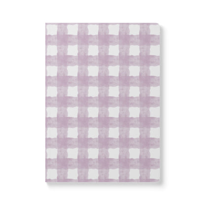 Lavender Gingham Softcover Journal — Floral Plaid Notebook for Notes & Planning