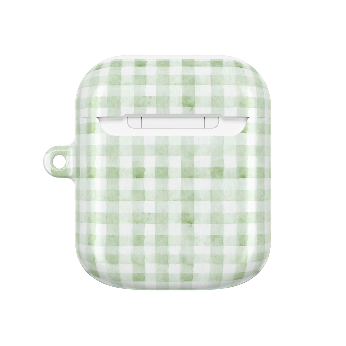 Green Gingham AirPod Case — Pastel Plaid Protective Cover