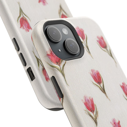 Floral Tulip Pattern Magnetic Impact-Resistant Phone Case
