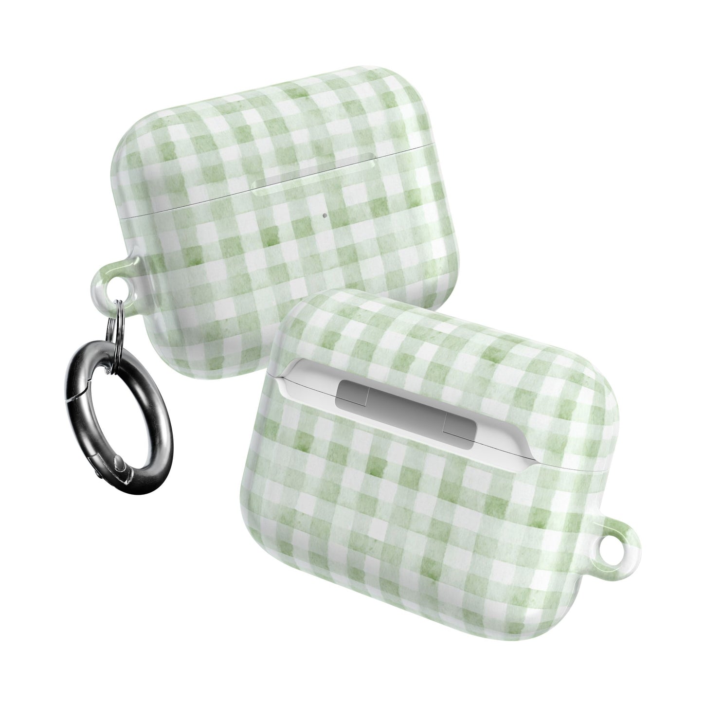 Green Gingham AirPod Case — Pastel Plaid Protective Cover