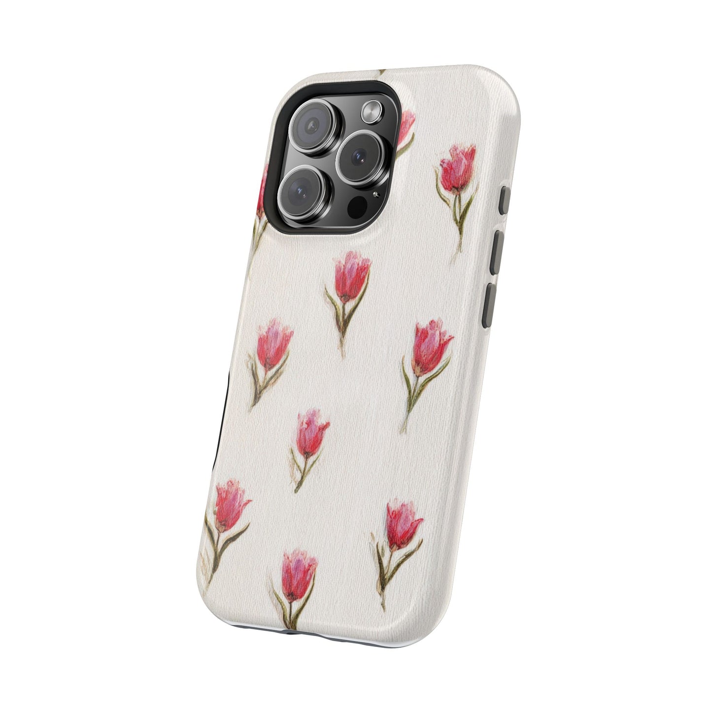 Floral Tulip Pattern Magnetic Impact-Resistant Phone Case