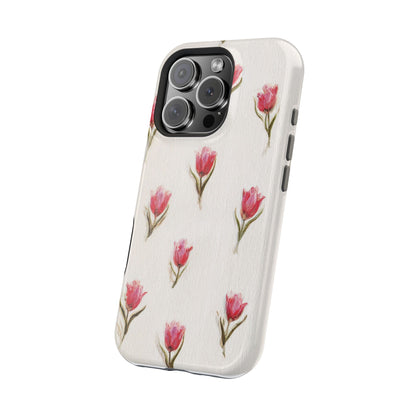 Floral Tulip Pattern Magnetic Impact-Resistant Phone Case