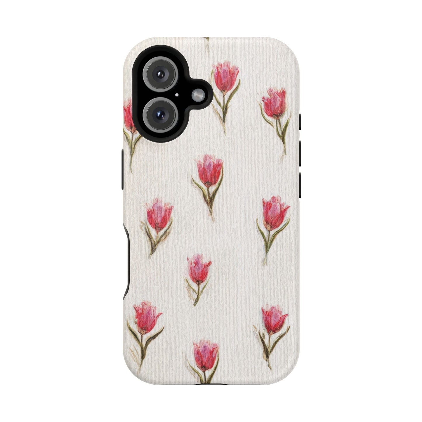 Floral Tulip Pattern Magnetic Impact-Resistant Phone Case