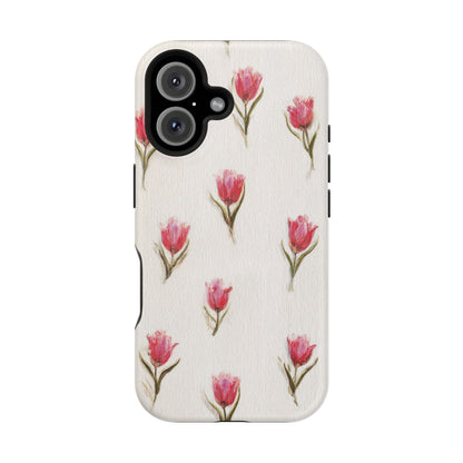 Floral Tulip Pattern Magnetic Impact-Resistant Phone Case
