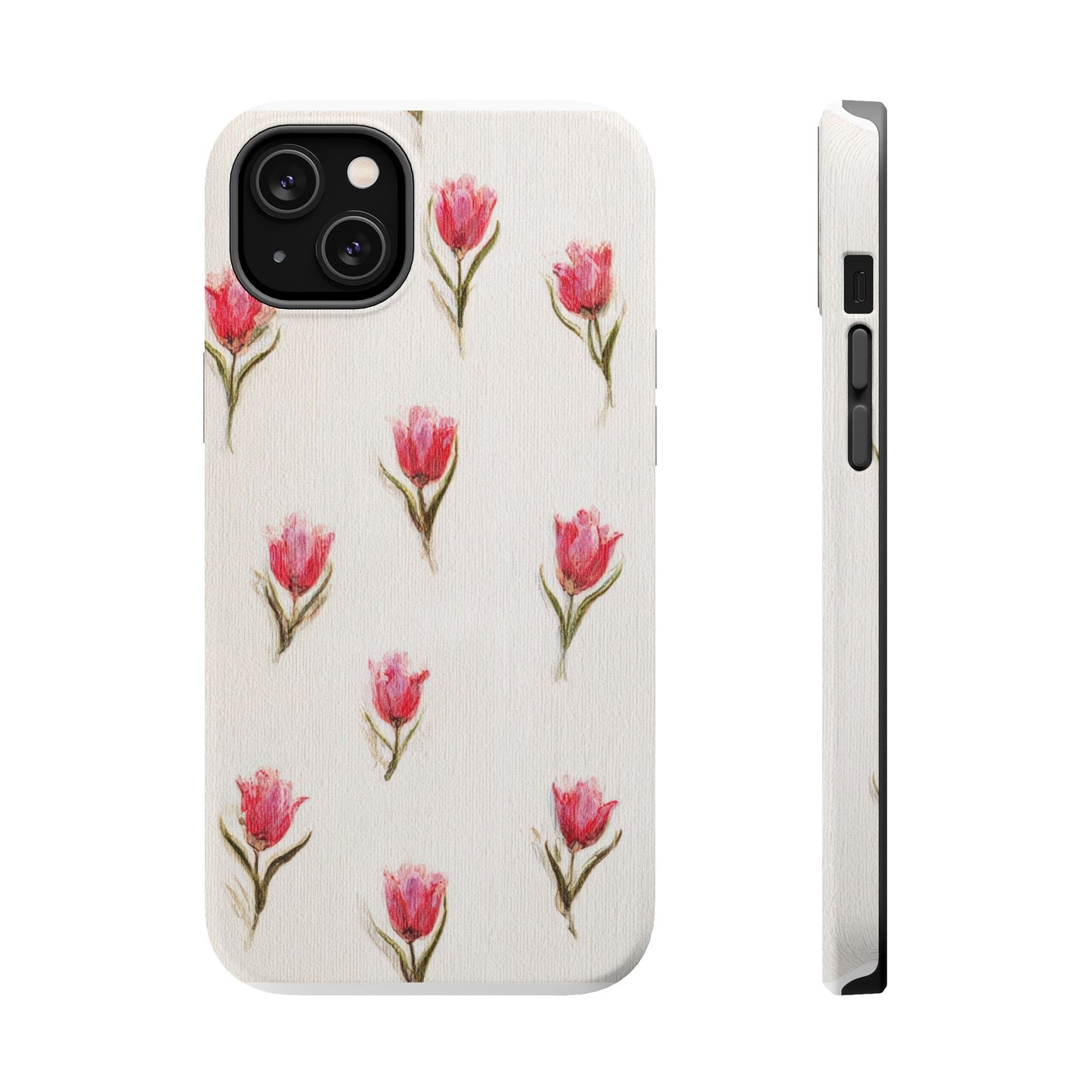 Floral Tulip Pattern Magnetic Impact-Resistant Phone Case