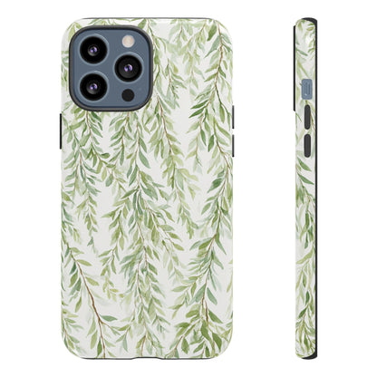 Willow Branch Phone Case — Green Botanical Tough Case