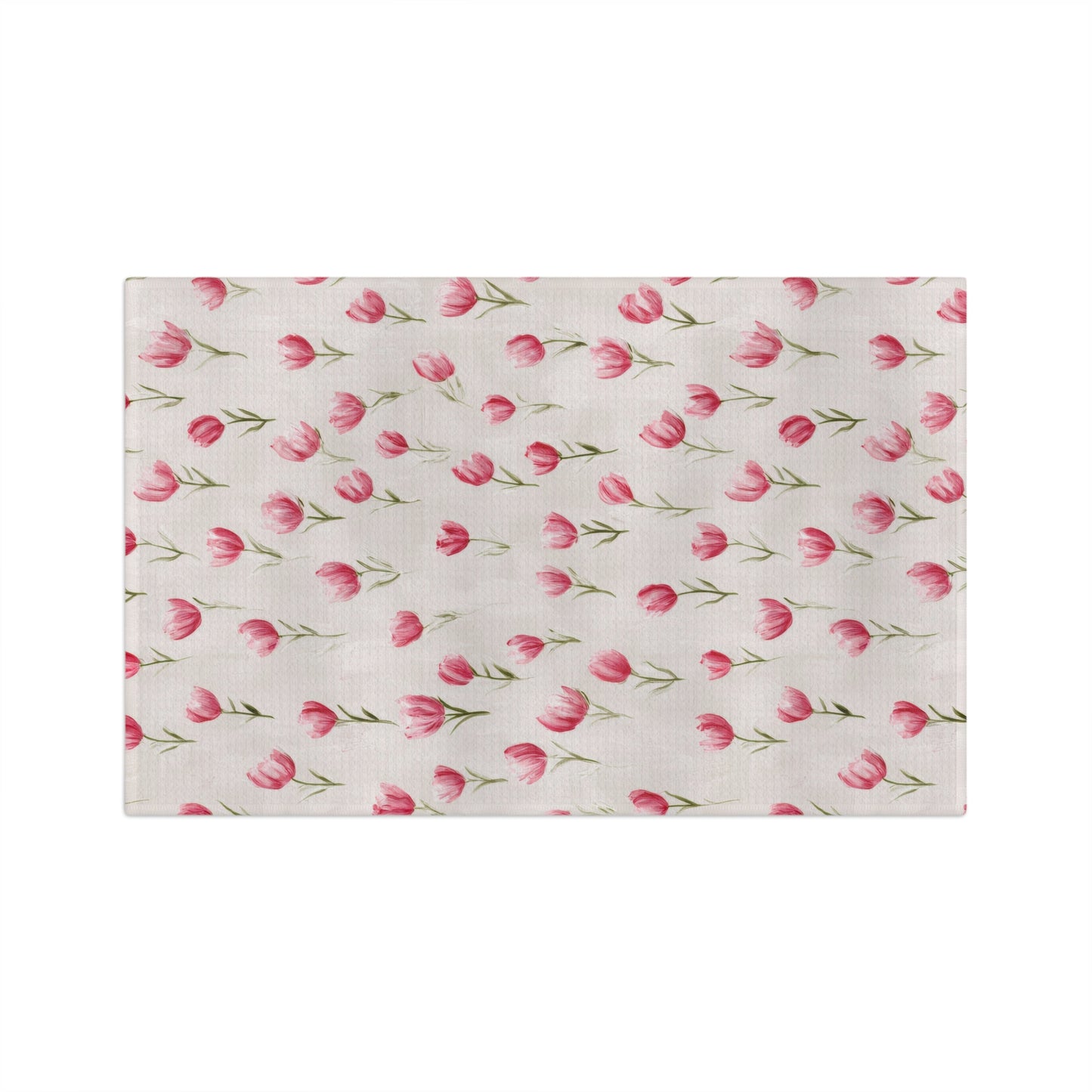 Pink Tulip Microfiber Tea Towel — Floral Kitchen Dish Towel