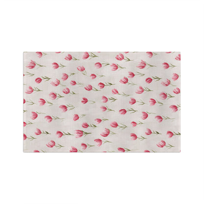 Pink Tulip Microfiber Tea Towel — Floral Kitchen Dish Towel