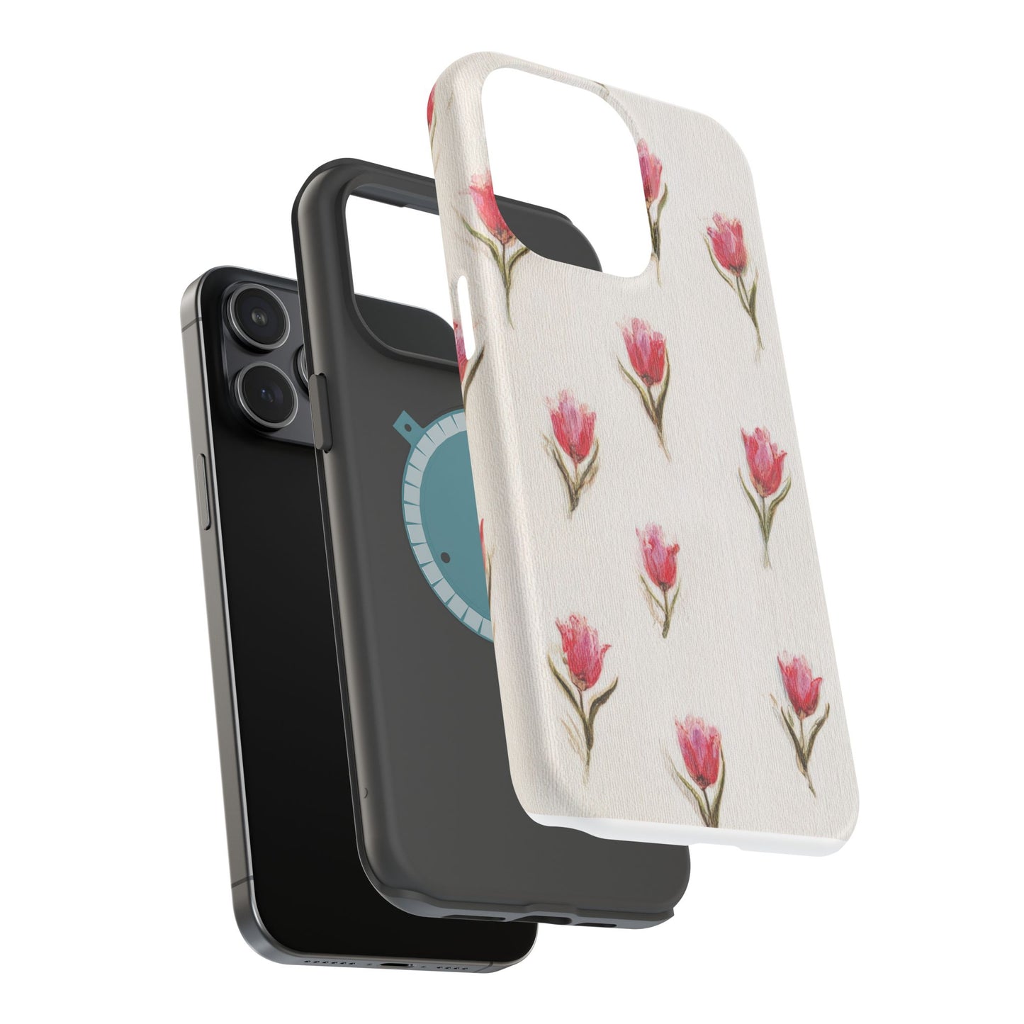 Floral Tulip Pattern Magnetic Impact-Resistant Phone Case