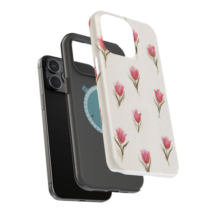 Floral Tulip Pattern Magnetic Impact-Resistant Phone Case