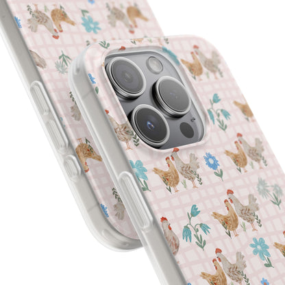 Chicken Pattern Phone Case — Pastel Farmhouse Floral iPhone Cover