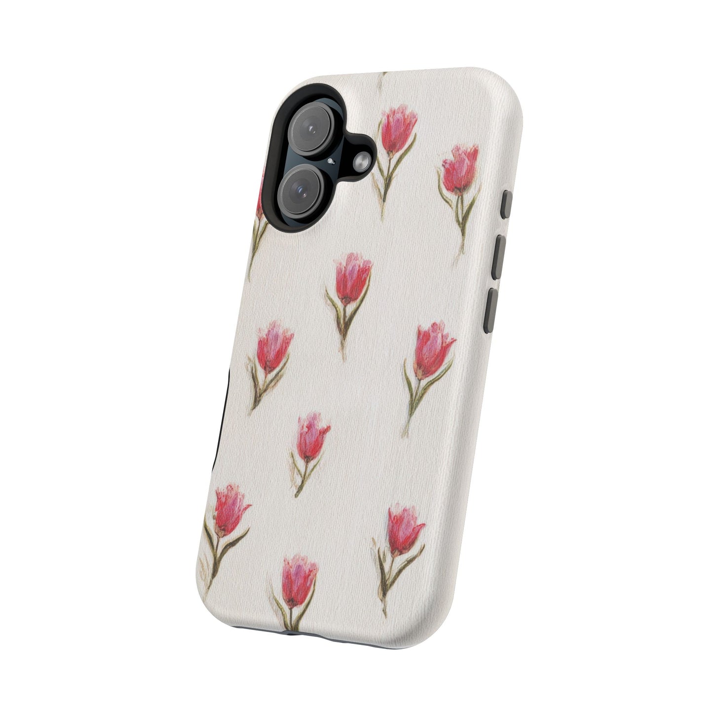 Floral Tulip Pattern Magnetic Impact-Resistant Phone Case