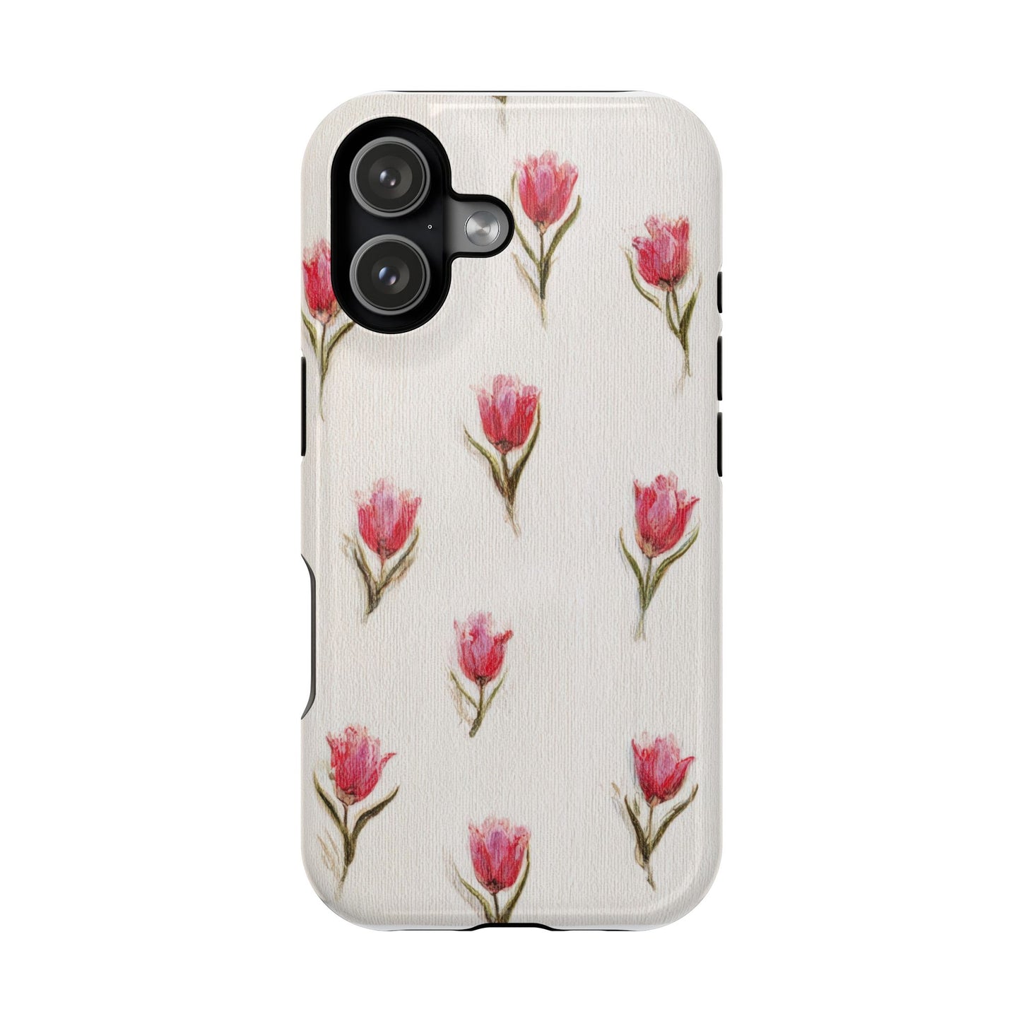 Floral Tulip Pattern Magnetic Impact-Resistant Phone Case