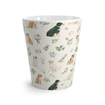 Latte Mug — Watercolor Puppy Pattern Coffee Cup