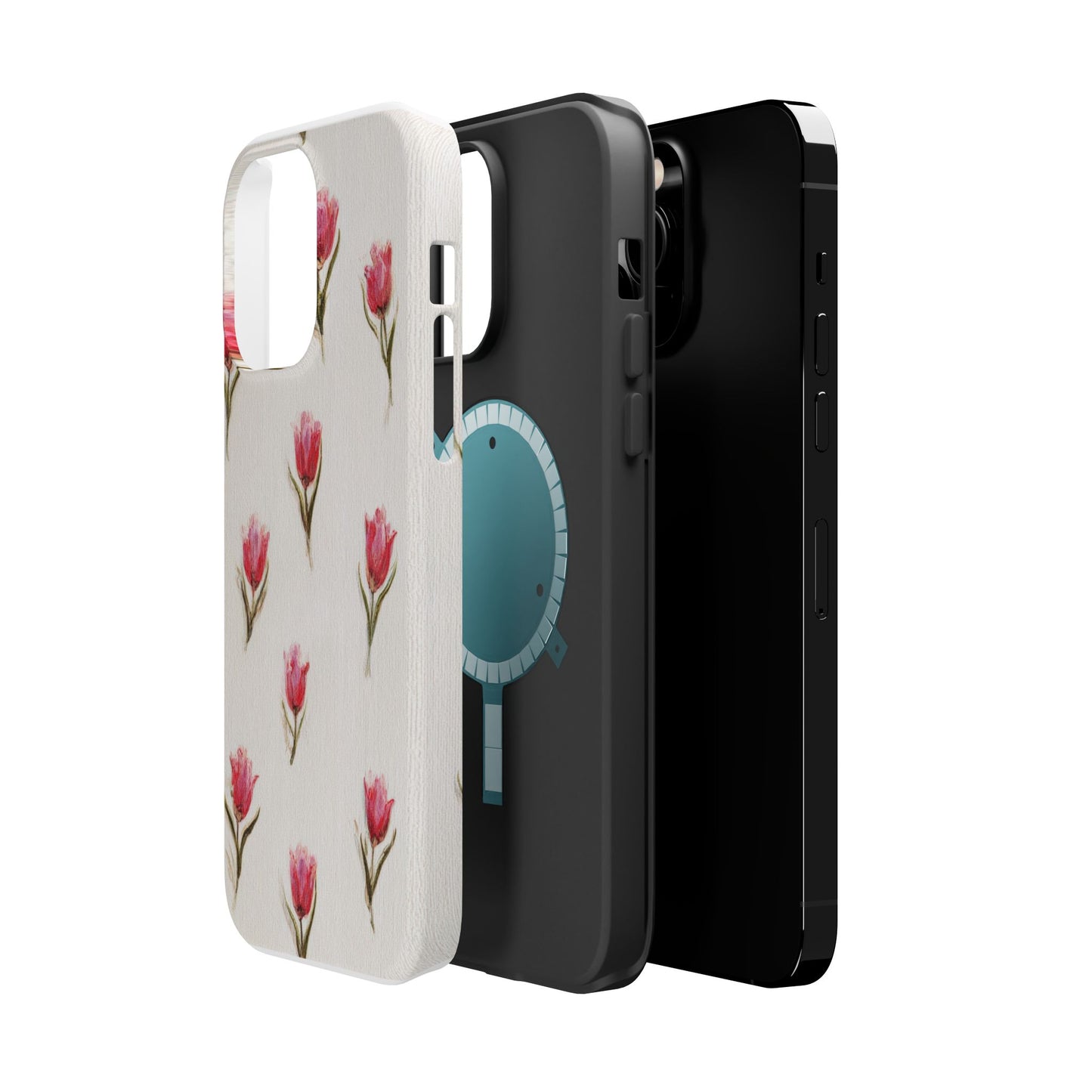 Floral Tulip Pattern Magnetic Impact-Resistant Phone Case