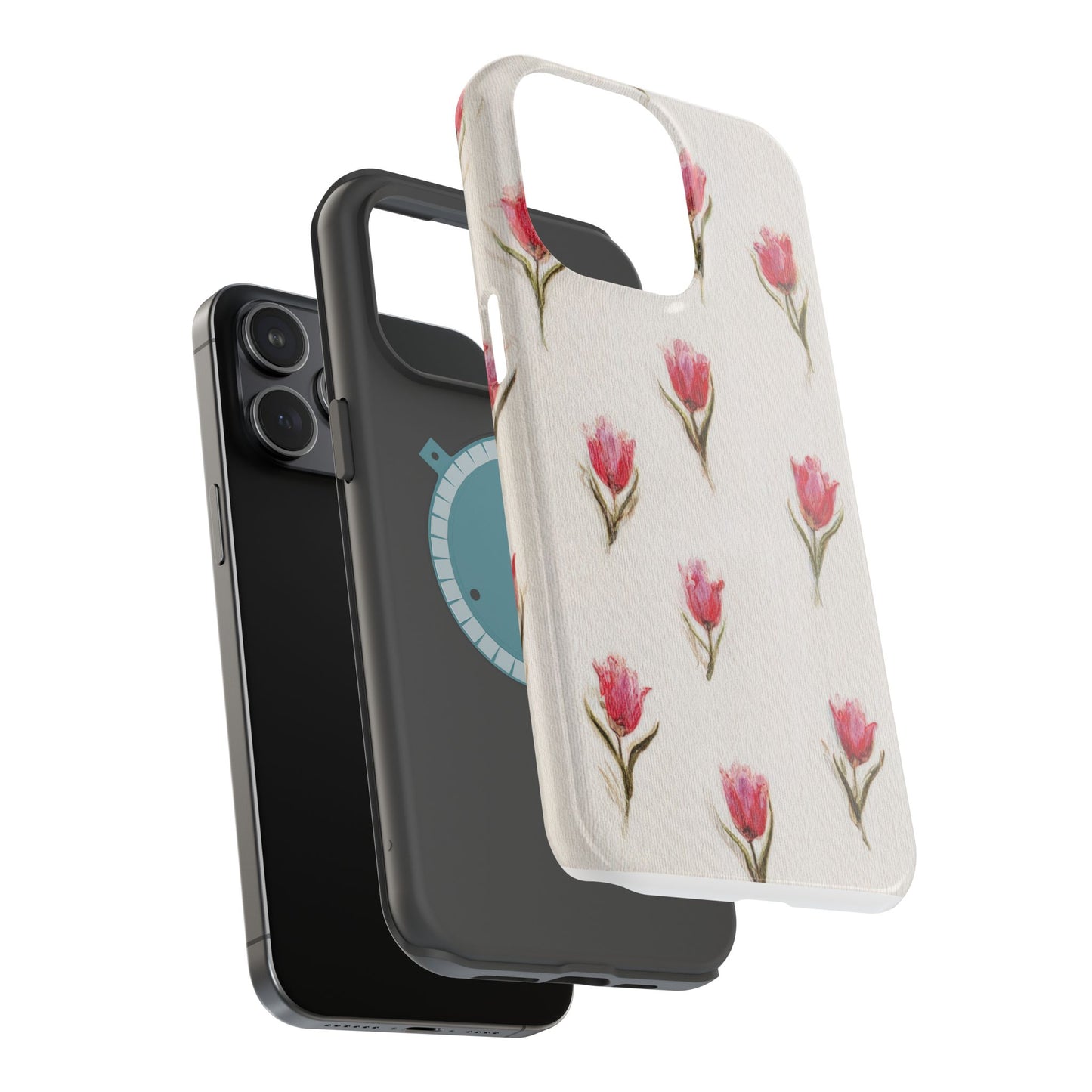 Floral Tulip Pattern Magnetic Impact-Resistant Phone Case