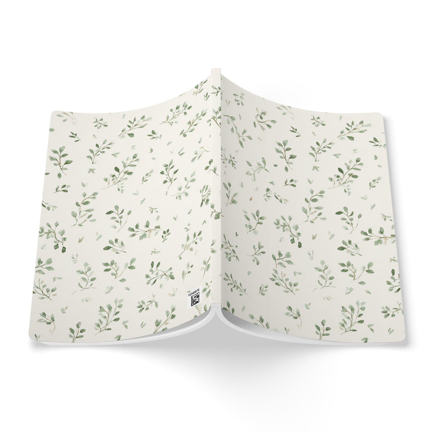 Botanical Softcover Journal — Green Leaf Pattern Lined Notebook