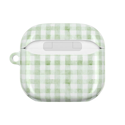 Green Gingham AirPod Case — Pastel Plaid Protective Cover