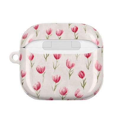 AirPod Case — Pink Watercolor Tulip Floral Protective Cover