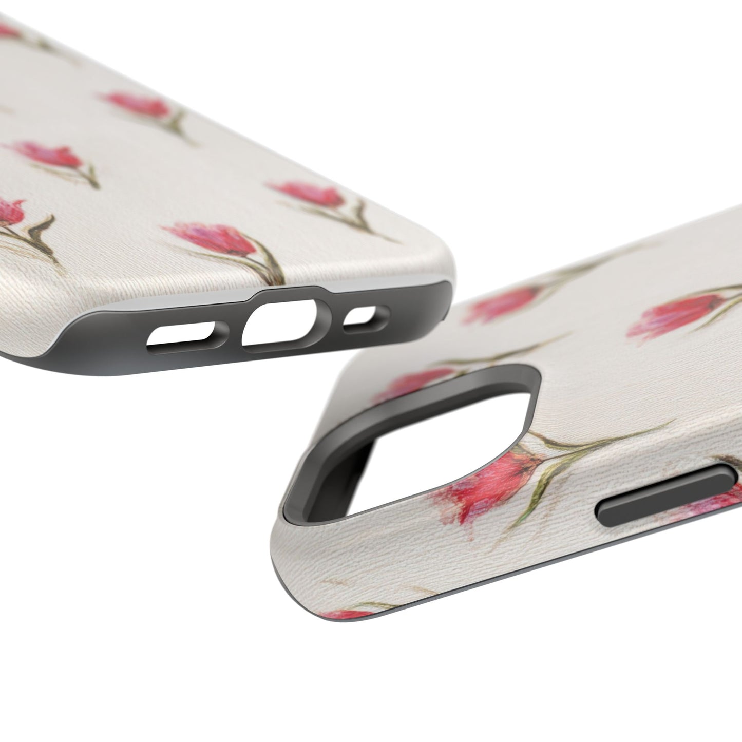 Floral Tulip Pattern Magnetic Impact-Resistant Phone Case