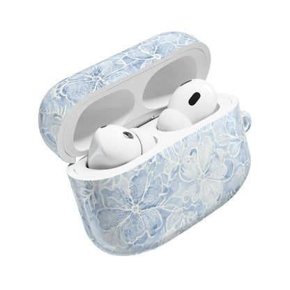 Blue Floral AirPod Case — Watercolor Hydrangea Protective Cover