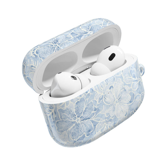 Blue Floral AirPod Case — Watercolor Hydrangea Protective Cover