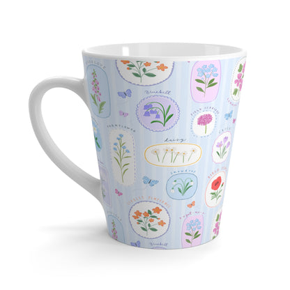 Latte Mug - Pastel Wildflower Botanical Illustration Coffee Cup