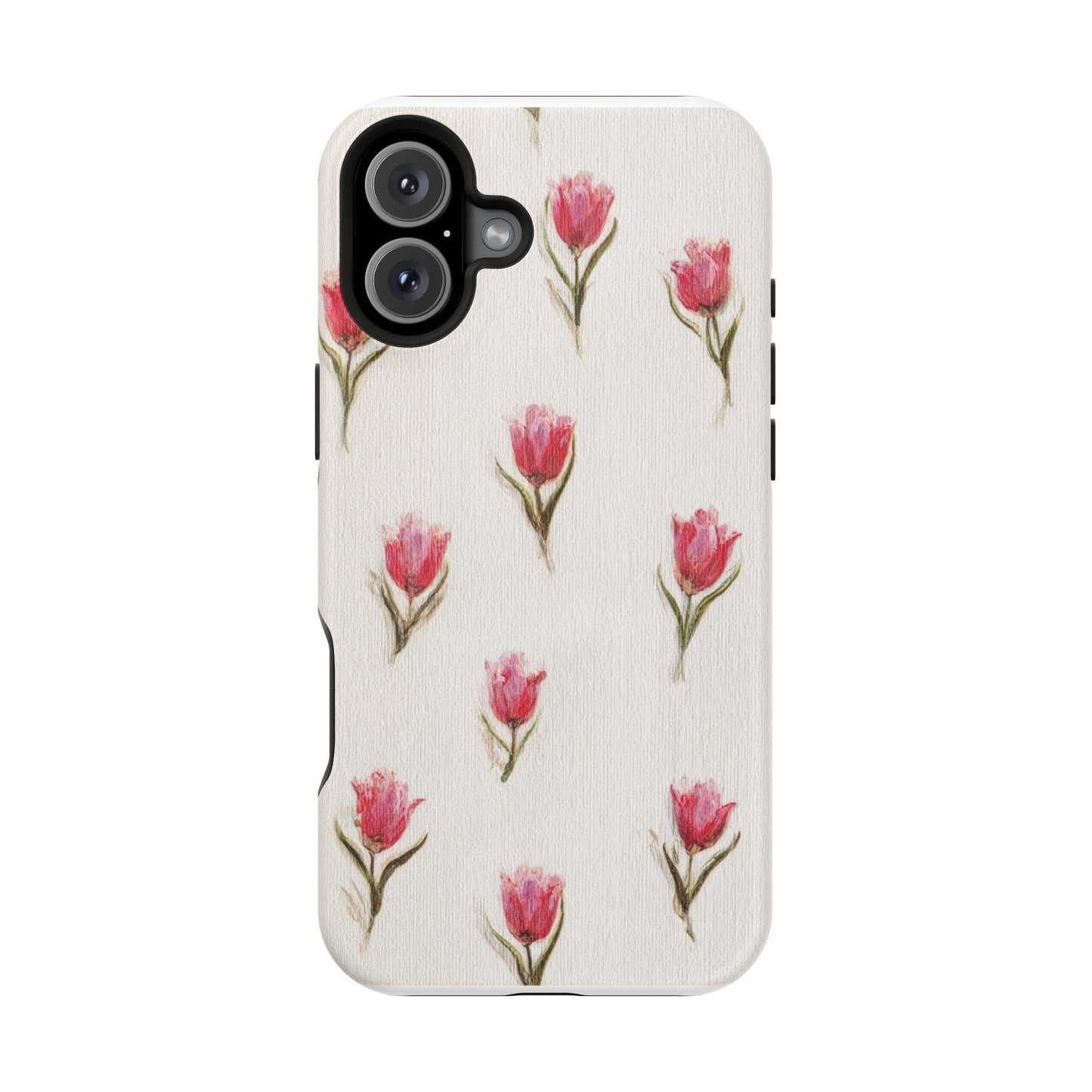 Floral Tulip Pattern Magnetic Impact-Resistant Phone Case