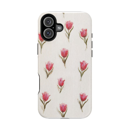 Floral Tulip Pattern Magnetic Impact-Resistant Phone Case