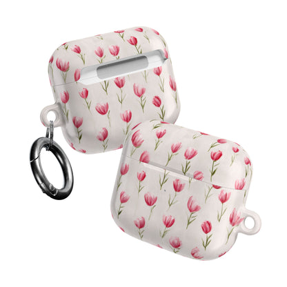 AirPod Case — Pink Watercolor Tulip Floral Protective Cover