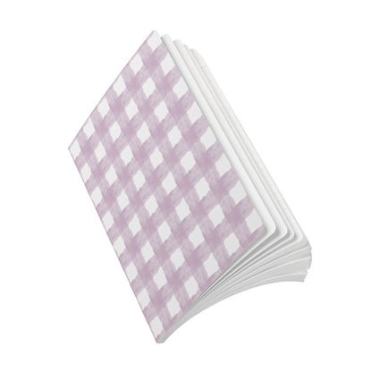 Lavender Gingham Softcover Journal — Floral Plaid Notebook for Notes & Planning