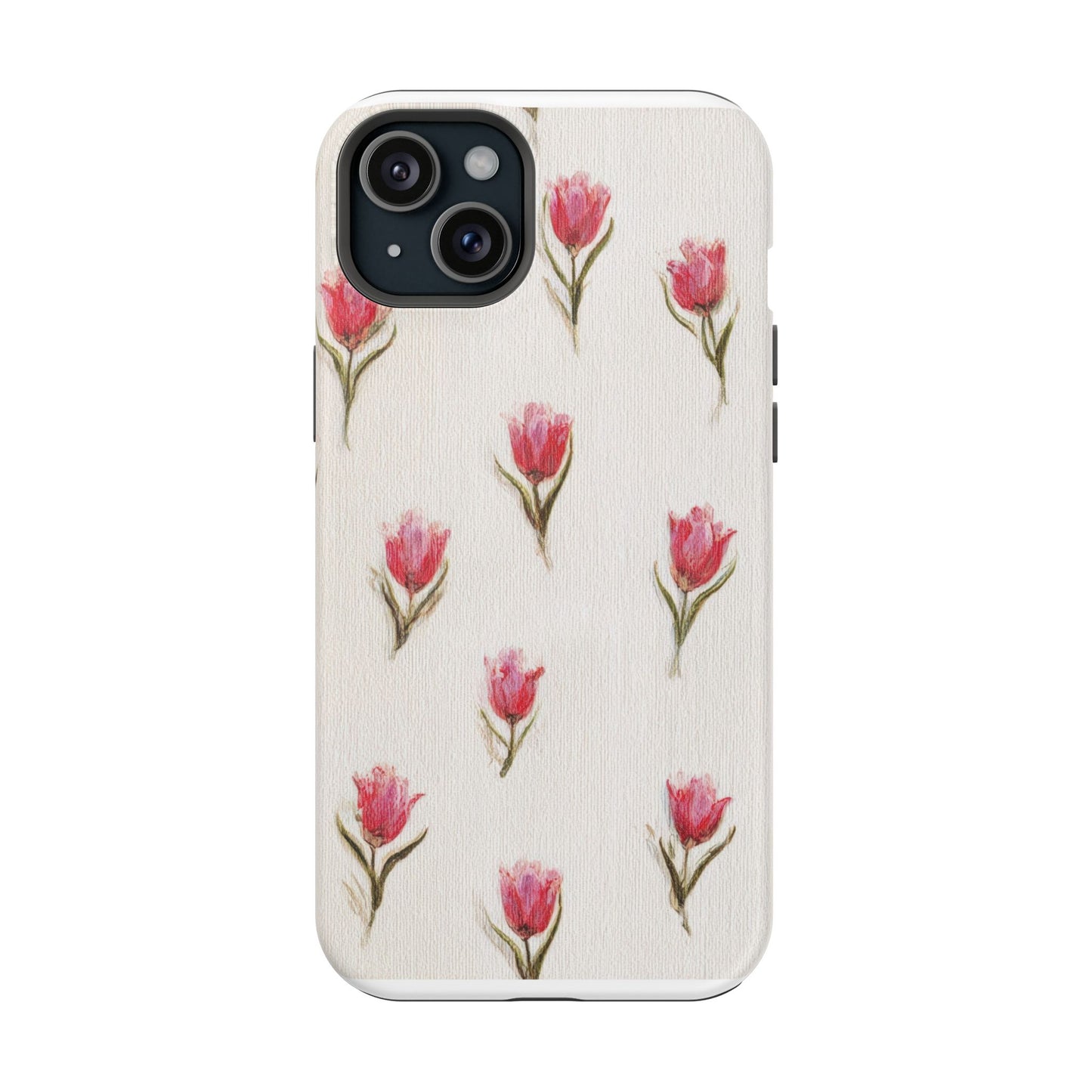 Floral Tulip Pattern Magnetic Impact-Resistant Phone Case