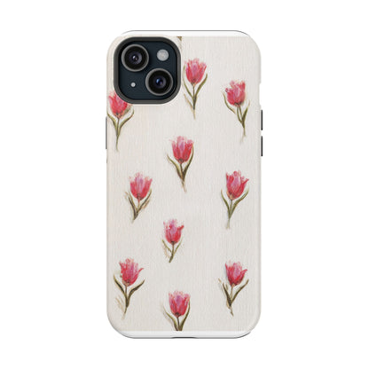 Floral Tulip Pattern Magnetic Impact-Resistant Phone Case