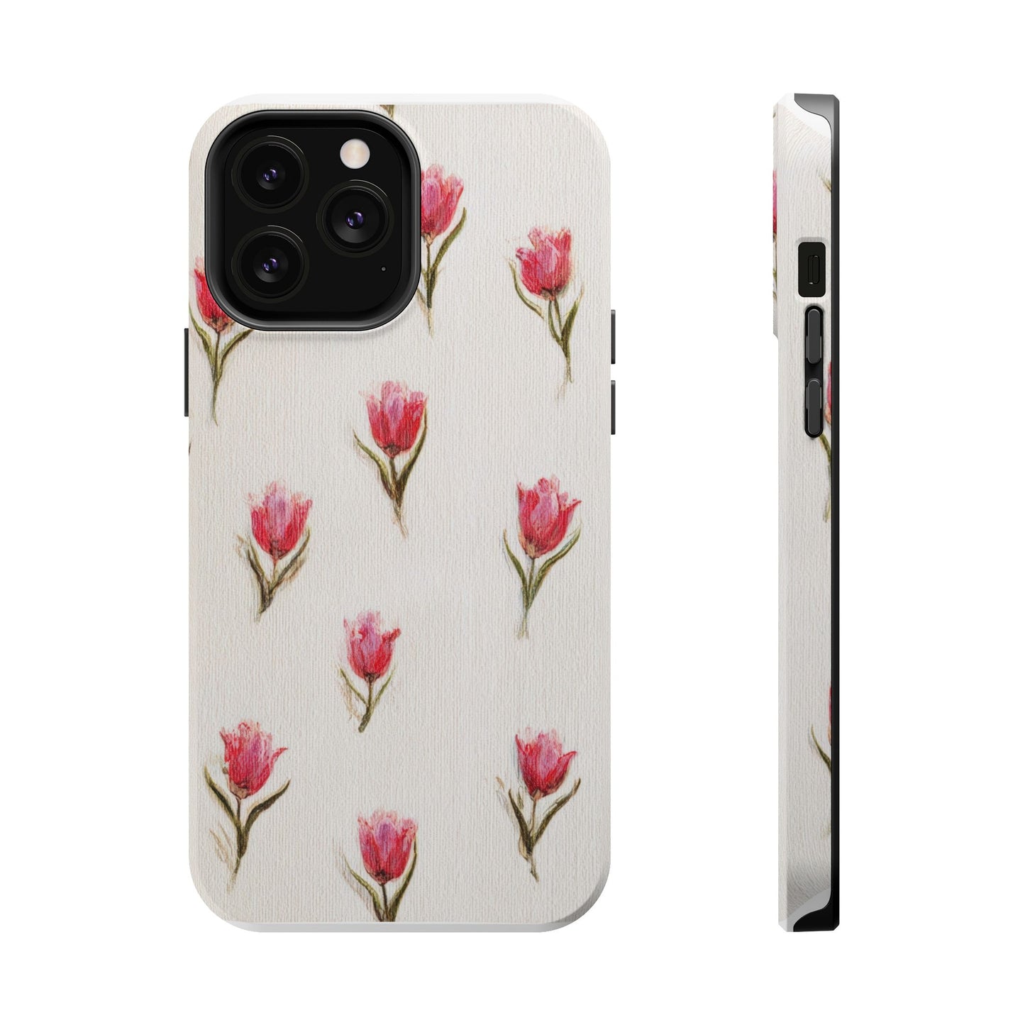 Floral Tulip Pattern Magnetic Impact-Resistant Phone Case