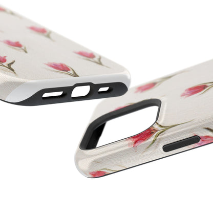 Floral Tulip Pattern Magnetic Impact-Resistant Phone Case