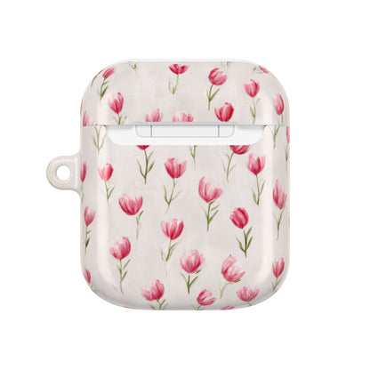 AirPod Case — Pink Watercolor Tulip Floral Protective Cover