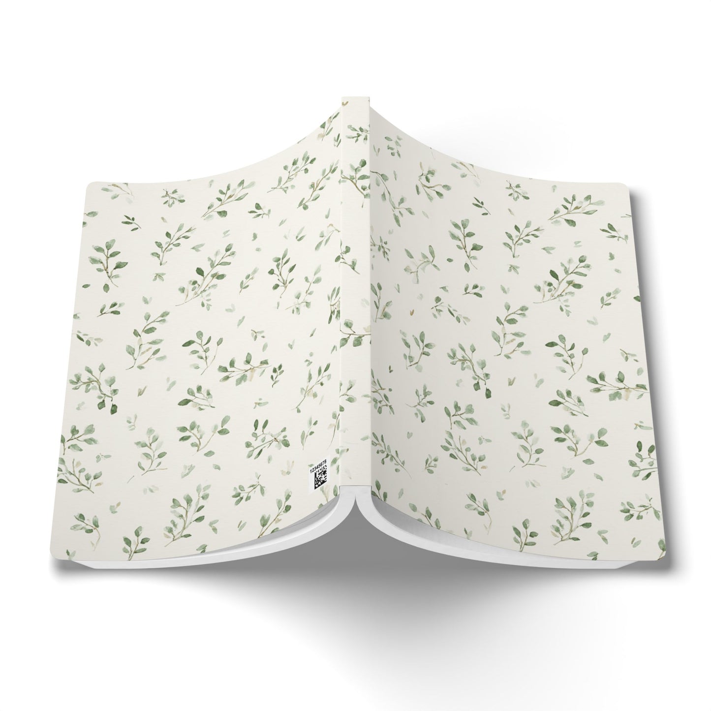 Botanical Softcover Journal — Green Leaf Pattern Lined Notebook