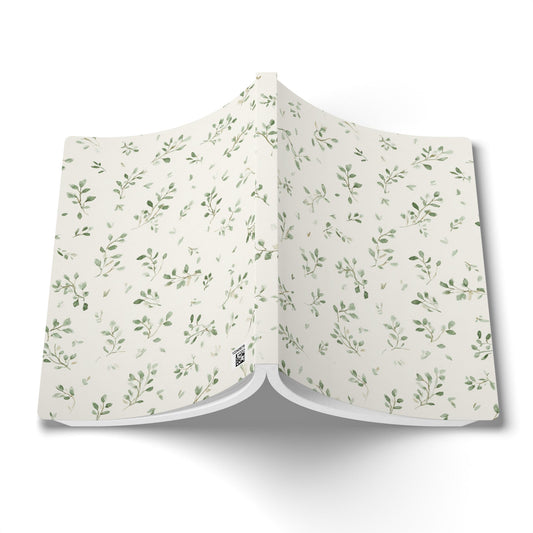 Botanical Softcover Journal — Green Leaf Pattern Lined Notebook