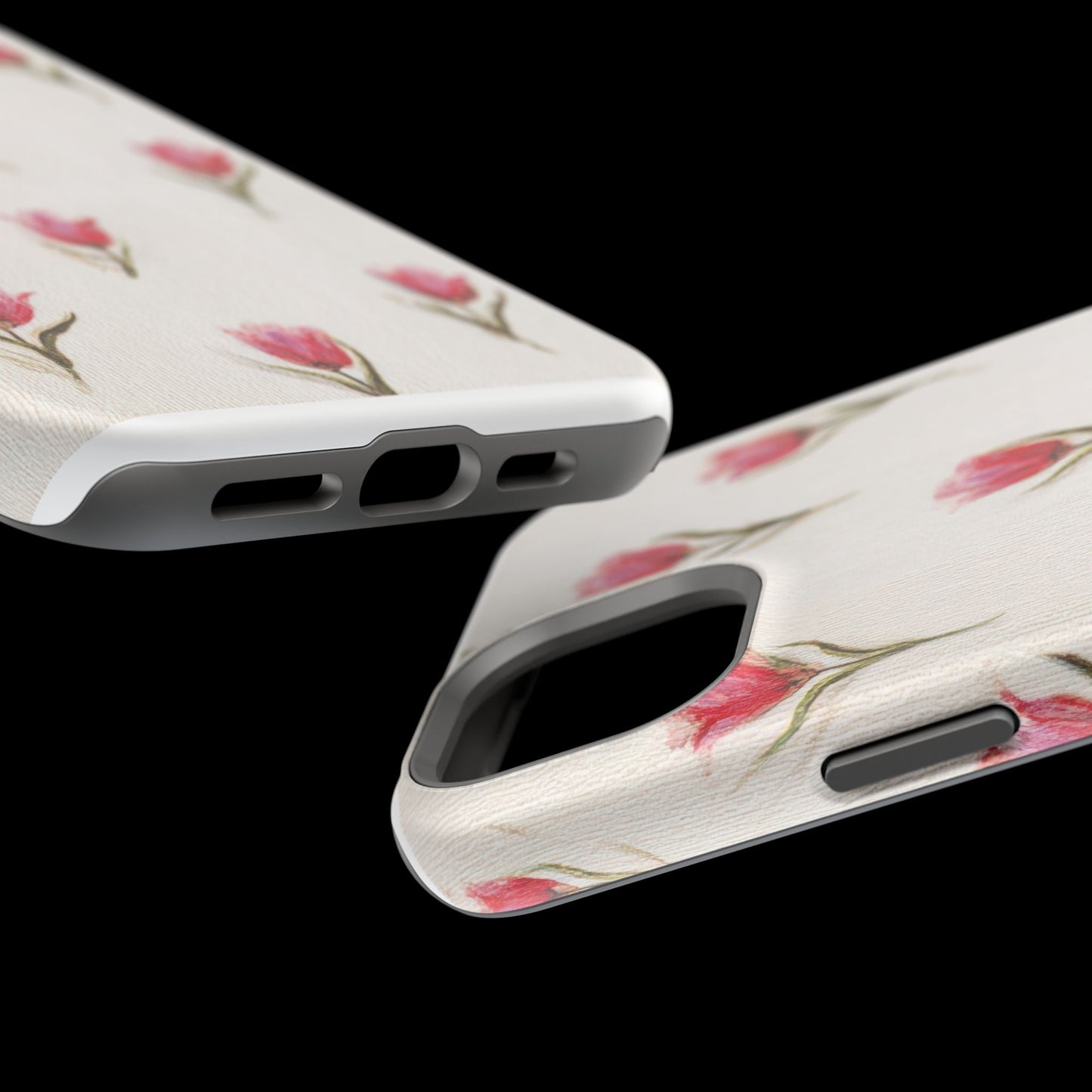 Floral Tulip Pattern Magnetic Impact-Resistant Phone Case
