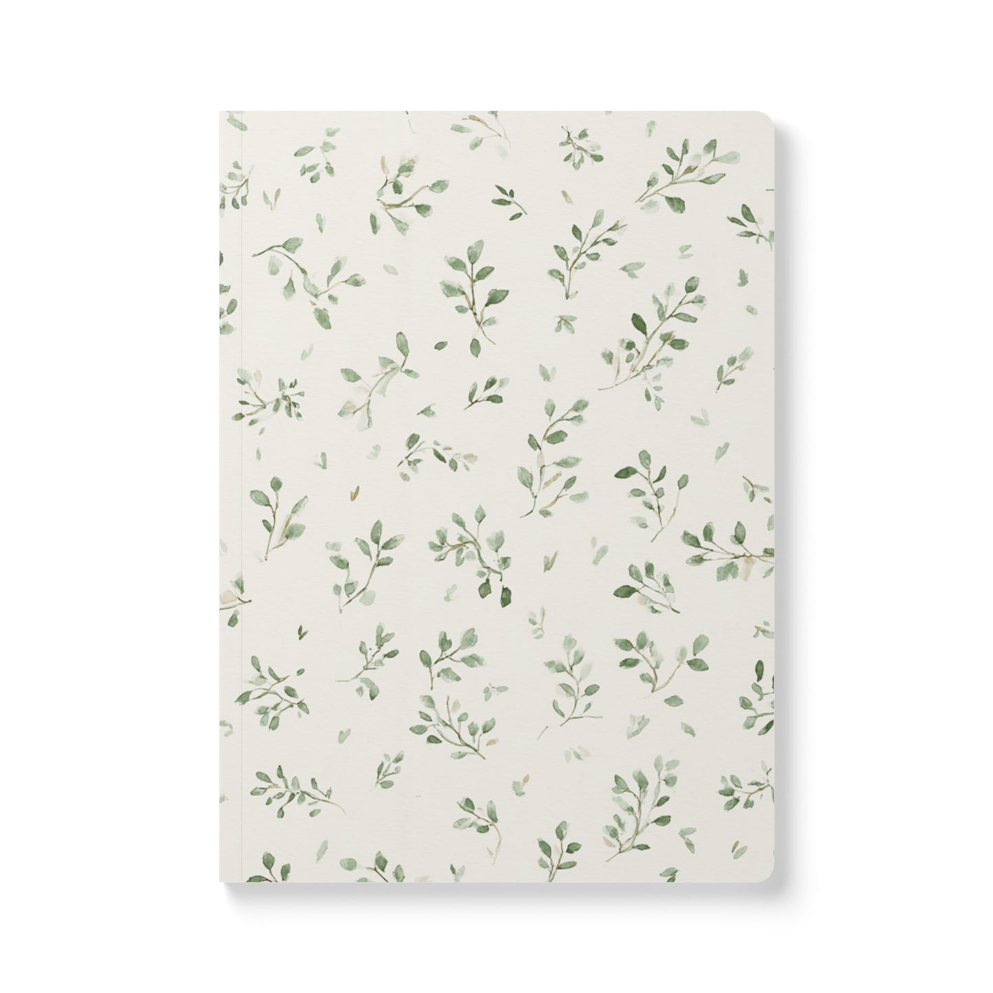 Botanical Softcover Journal — Green Leaf Pattern Lined Notebook