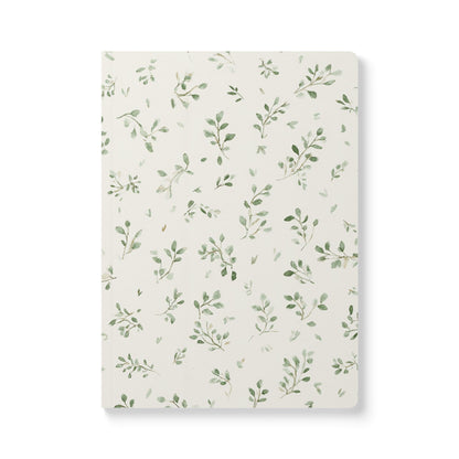 Botanical Softcover Journal — Green Leaf Pattern Lined Notebook